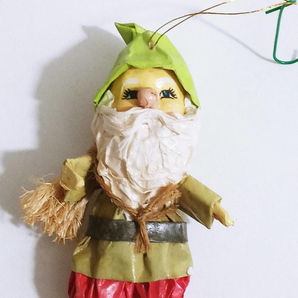Vintage Christmas Tree Ornaments Santa Elf Paper Mache Holiday Decoration (z) - Picture 2 of 5